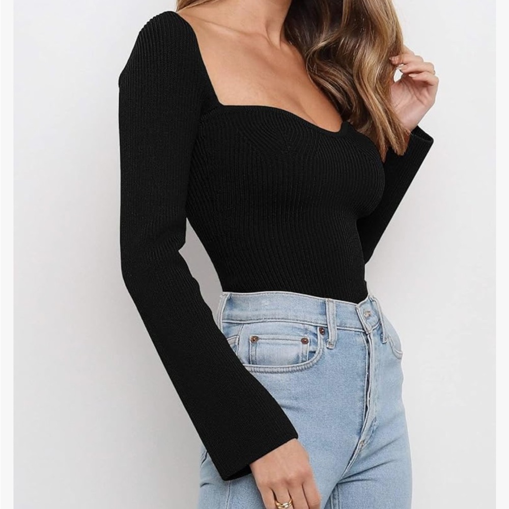 Black Ribbed Sweater - Picture 4 of 6